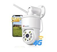 5MP Caméra Surveillance Extérieure 3G/4G LTE, Carte SIM, Détection Humain/Véhicule/Animaux, Suivi Auto, Vision Nocturne Couleur, Cloud/128GB TF,