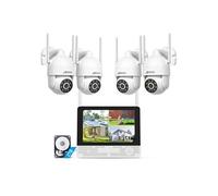 KIT Caméra de Surveillance 10"" NVR 4 Caméras 5MP 360° VidéoSurveillance Audio Bidirectionnel Suivi automatique Disque dur 2To-ANRAN