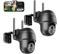 5MP WLAN Caméra de surveillance extérieure Batterie Caméra IP Outdoor avec détection de personne PIR intelligente, vision de nuit en couleur, alarme audio et lumineuse - 2 Pcs