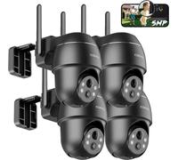5MP WLAN Caméra de surveillance extérieure Batterie Caméra IP Outdoor avec détection de personne PIR intelligente, vision de nuit en couleur, alarme audio et lumineuse - 4 Pcs