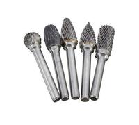 5Pcs 12mm Carbure Tungstène Polir Rotatif Ebarbée Jeu de Forets, Tête Rotatif Point Ebarbée Perceuse Sculpture Pointes Set 1/4-Inch Tige Carbure Fraise Broyeur Couper Fraises