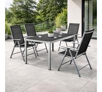 5pcs Alu Meuble de jardin table 150x90cm chaise pliante textile