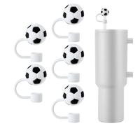 5pcs Ballon de Football Capuchons de Paille pour Stanley, Embouts de Paille Silicone pour Pailles 10mm Réutilisables Couvercles Paille Sport Compatibles avec Stanley Gobelets Cup 30oz 40oz