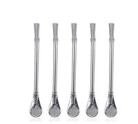 5Pcs Cuillère Filtrée À Boisson en Acier Inoxydable Yerba Mate Potable Paille De Thé 15.7cm