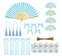 5Pcs Éventail Pliant à Main en Papier et Bambou, 37,2 x 21,1 cm | Éventail Chinois, Idéal Comme Cadeau Invité de Mariage, Souvenir de Fête, Anniversaire et Événement Spécial