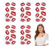 5PCS Kiss Tattoos Temporaire Réaliste Rouge À Lèvres Kiss Autocollants Tatouage Imperméable Et Longue Durée Temporaire pour Halloween Noël Costume Fêtes Accessoires, Ornements de jardin