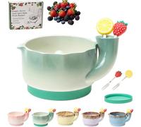 5pcs Multi-purpose Ceramic Berry Washing Bowl,360° Automatic Rotating Fruit and Vegetable Washing Bowl with Drain,Multi-function Colander,Quick Cleaning Kitchen Tool for Home,Kitchen，Green