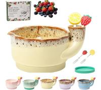 5pcs Multi-purpose Ceramic Berry Washing Bowl,360° Automatic Rotating Fruit and Vegetable Washing Bowl with Drain,Multi-function Colander,Quick Cleaning Kitchen Tool for Home,Kitchen，Yellow
