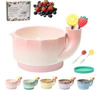5pcs Multi-purpose Ceramic Berry Washing Bowl,360° Automatic Rotating Fruit and Vegetable Washing Bowl with Drain,Multi-function Colander,Quick Cleaning Kitchen Tool for Home,Kitchen，Pink