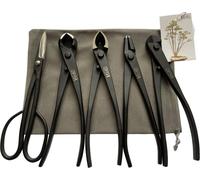 5pcs Set d'outils pour bonsaï en acier inoxydable Pommeau Concave Coupe-fil