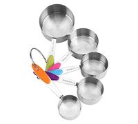 5Pcs Tasses doseurs en 430 acier inoxydable Cuisinières à mesurer avec manche en silicone Tasses doseuses Gadget outil cuisine 30-250ml