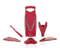 5R56110 Börner Mandoline V5 Powerline Plus Set - Coupe - légume & fruit professionnel en tranche fine + poussoir de sécurité - Roug