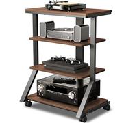 5Rcom Étagère HiFi avec Support Audio 4 Niveaux en Bois pour Tourne Disque Lecteur DVD Multifonctionnel Hauteur réglable Capacité de Charge 54 kg