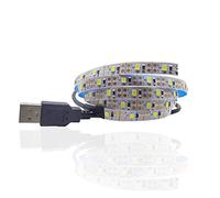 5V 5CM 0.5M Câble USB Power LED bande de lumière lampe SMD 3528 bande de lampe Décor de bureau de Noël pour rétro-éclairage TV (Blanc chaud, 0.5M avec port USB)