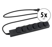 Stagecaptain PSO-6 BK rallonge d'extérieur de 6 multiprises IP44 5x Set
