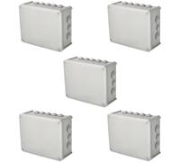 5x boîte de dérivation en saillie protégée IP avec presse-étoupes, couvercle vissé, 240x190x95mm, IP66, gris, EDO777774, EDO Technic