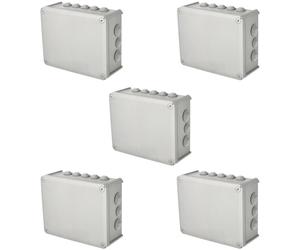 5x boîte de dérivation en saillie protégée IP avec presse-étoupes, couvercle vissé, 240x190x95mm, IP66, gris, EDO777774, EDO Technic