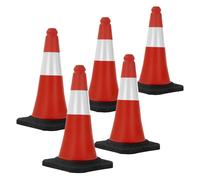 5x Cône de signalisation routière rouge/blanc en PVC 51cm bandes réfléchissantes