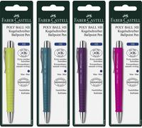 5x Faber-Castell 241195 Stylo à bille Poly Ball XB - indélébile, assorti, carte blister