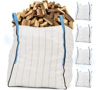 5X Grand sac pour le bois | Grand sac pour bois de chauffage d'1 mètre cube | Grand sac respirant de 90x90x110 cm - Grande stabilité jusqu'à 1500 kg, sacs avec 4 sangles (sac sans bois de chauffage)