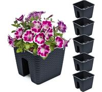 5x Jardinière 27,2 cm x 27,2 cm Rotin anthracite 8,5 L garde-corps garde-corps garde-corps