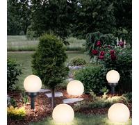 Boule lumineuse solaire 10 cm boule lumineuse solaire jardin LED décoration de jardin boule solaire pour extérieur petit, durée d'éclairage environ 6-8 heures, H 38 cm, lot de 5