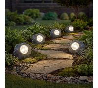 Lot de 5 lampes solaires d'extérieur LED pierre grise Décoration de jardin Lampe de jardin Décoration extérieure