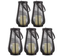 5x LED Lampes d'extérieur Lanterne de jardin Capteur solaire crépusculaire Noir H 26 cm