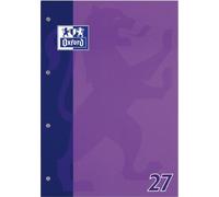 5x Oxford 100050352 Bloc scolaire Lin.27 A4 50 feuilles 90 g/qm 4 perforations