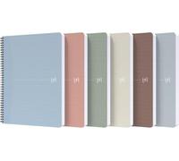 5x OXFORD 400154144 Carnet à spirales My Rec'Up - A4, ligné 6 mm, 90 feuilles, couleurs assorties, SCRIBZEE®