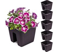 5x Pot de terre 27,2 cm x 27,2 cm Ratan Umbra Brown 8,5 L balustrade garde-corps