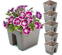 5x Potting box 27,2 cm x 27,2 cm Ratan Mokka 8,5 L balustrade railing