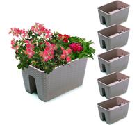 5x Potting box 27,2 cm x 39,6 cm Ratan Mokka 13 L balustrade railing