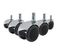5x ROLO LUX 10mm/50mm Sols durs - Roulettes Noir / Argent