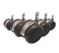 5x ROLO LUX 11mm/65mm Sols durs - Roulettes Noir / Argent