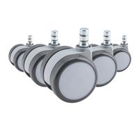 5x ROLO MOVE 60 11mm/60mm Sols durs - Roulettes Blanc/Gris