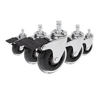 5x ROLO SKATE CT 11mm/75mm avec frein d'arrêt | Sols durs - Roulettes argent / transparent