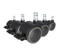 HJH Office Roulettes ROLO STOP 11mm/50mm pour sols durs, frein de stationnement – Lot de 5 Noir