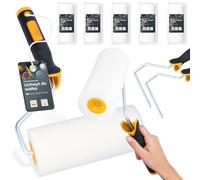 5x Rouleau Mousse 18 cm Remplacement Idéal Peinture Vernis Teinture Kit 2x Support Outil Polyvalent Projets Rénovation Maison Professionnels Haute Densité