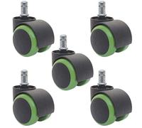 5x roulettes pour sol dur HWC-H86, roulettes pour chaise de bureau, 150kg capacité de charge 50mm vert