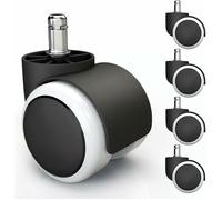 5x roulettes pour sols durs avec revêtement en PVC silencieux et sans rayures - roulettes universelles pour chaises de bureau, idéal