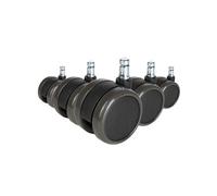 HJH Office – Roulettes pour sols durs ROLO FREE 10 mm/65 mm – 5x Noir – Sans frein, silencieuses