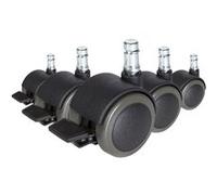 HJH Office Roulettes pour sols durs ROLO STOP 10mm/50mm avec frein de stationnement Lot de 5 Noir