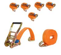 5x Sangle Avec Cliquet Flagellation 6m 3000kg 3to 2-tlg. 35mm Tüv/GS Orange