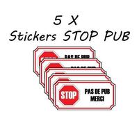 5x stop pas de pub publicité boite aux lettres sticker autocollant logo 3 annonces