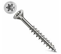 5X80/46 Vis à bois, entraînement Torx, tête plate fraisée T-Star Plus, dentelée rectifiée, vis autotaraudeuse à 4 pointes en acier inoxydable A2 antirouille Spax pour terrasse 100 pcs