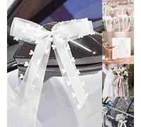 6/12/24/48 pièces nœud en ruban de dentelle blanche, ruban décoratif pour le rétroviseur de voiture de mariage, le dossier de chaise, décoration de mariage, emballage de cadeaux DIY, nœud décoratif, c