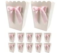 6/12/24 pièces Boîtes à pop-corn avec nœud rose, fournitures de fête, boîtes cadeaux pour bonbons, sacs, mini boîtes à bonbons, contenants pour mariage et anniversaire UnicolorePapetier