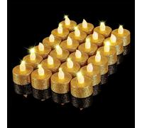 6/12/24 pièces Bougies à thé électroniques, Bougies à thé sans flamme romantiques, Bougies à souhaits, Fausses bougies LED à piles pour la décoration de mariage, d'anniversaire, de fiançailles, de dîn