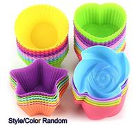 6/12/24 pièces, Moules à muffins en silicone, Caissettes à cupcakes colorées, Formes rondes, étoiles, cœurs, fleurs, Moules à muffins antiadhésifs et réutilisables, Ustensiles de cuisson, Gadgets de c